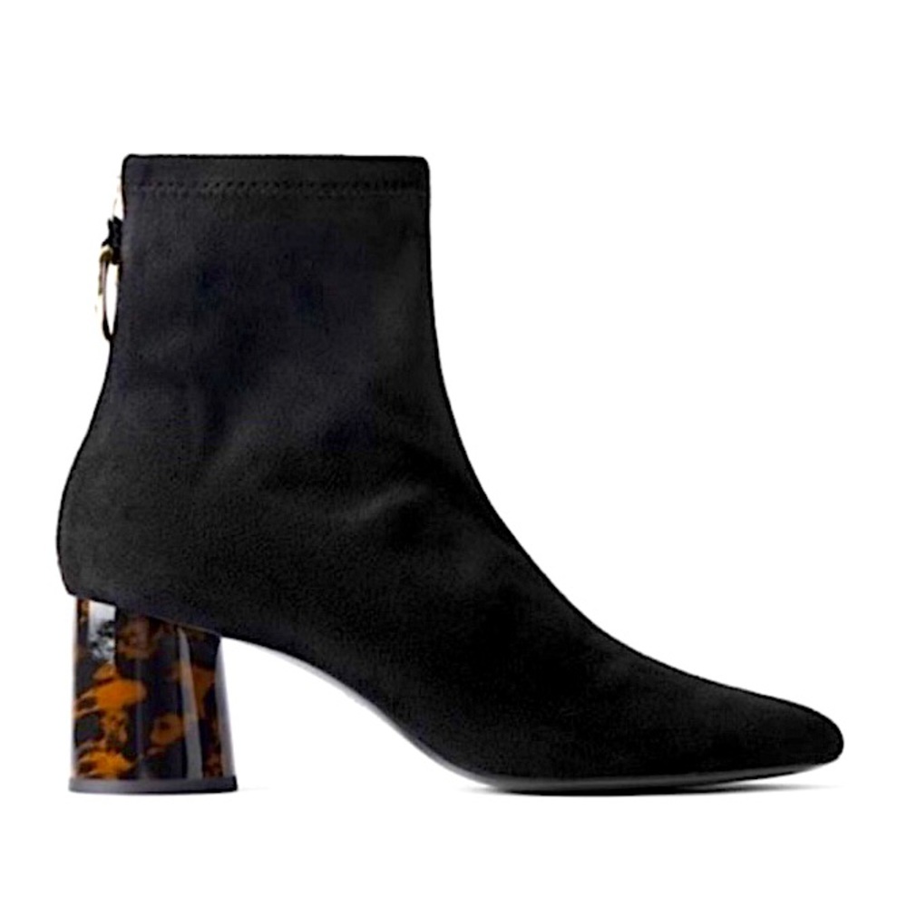 Zara Tortoise Heel Suede Booties